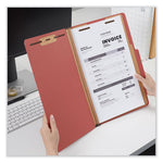 Six-Section Classification Folders, Heavy-Duty Pressboard Cover, 2 Dividers, 6 Fasteners, Legal Size, Brick Red, 20/Box