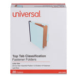 Six-Section Pressboard Classification Folders, 2.5" Expansion, 2 Dividers, 6 Fasteners, Letter Size, Light Blue, 20/Box