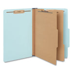 Six-Section Classification Folders, Heavy-Duty Pressboard Cover, 2 Dividers, 6 Fasteners, Legal Size, Light Blue, 20/Box