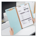 Six-Section Classification Folders, Heavy-Duty Pressboard Cover, 2 Dividers, 6 Fasteners, Legal Size, Light Blue, 20/Box