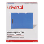 Deluxe Reinforced Top Tab Fastener Folders, 0.75" Expansion, 2 Fasteners, Letter Size, Blue Exterior, 50/Box