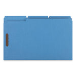 Deluxe Reinforced Top Tab Fastener Folders, 0.75" Expansion, 2 Fasteners, Legal Size, Blue Exterior, 50/Box