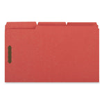 Deluxe Reinforced Top Tab Fastener Folders, 0.75" Expansion, 2 Fasteners, Legal Size, Red Exterior, 50/Box