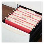 Deluxe Bright Color Hanging File Folders, Letter Size, 1/5-Cut Tabs, Red, 25/Box