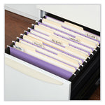 Deluxe Bright Color Hanging File Folders, Letter Size, 1/5-Cut Tabs, Violet, 25/Box