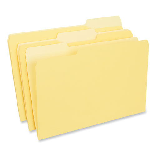 Interior File Folders, 1/3-Cut Tabs: Assorted, Legal Size, 11-pt Stock, Yellow, 100/Box