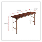 Wood Folding Table, Rectangular, 59.88w x 17.75d x 29.13h, Mahogany