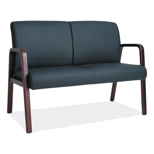 Alera Reception Lounge Series Wood Loveseat, 44.88w x 26.13d x 33h, Black/Mahogany