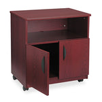 Mobile Machine Stand, Open Compartment, Engineered Wood, 3 Shelves, 200 lb Capacity, 28" x 19.75" x 30.5", Mahogany