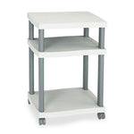 Wave Design Deskside Printer Stand, Plastic, 3 Shelves, 20" x 17.5" x 29.25", White/Charcoal Gray