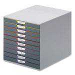 VARICOLOR Stackable Plastic Drawer Box, 10 Drawers, Letter to Folio Size Files, 11.5" x 14" x 11", Gray