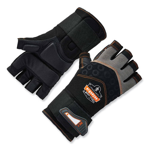 ProFlex 910 Half-Finger Impact Gloves + Wrist Support, Black, X-Large, Pair, Ships in 1-3 Business Days