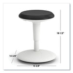 Revel Adjustable Height Fidget Stool, Backless, Supports Up to 250 lb, 13.75" to 18.5" Seat Height, Black Seat, White Base