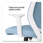 Essentials Mesh Back Fabric Task Chair with Arms, Supports Up to 275 lb, Seafoam Fabric Seat/Mesh Back, White Base