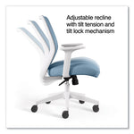 Essentials Mesh Back Fabric Task Chair with Arms, Supports Up to 275 lb, Seafoam Fabric Seat/Mesh Back, White Base