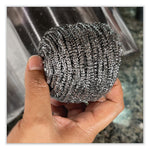 Stainless Steel Scrubber, 3.93 x 1.96, Silver, 72/Carton