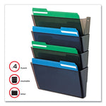 DocuPocket Stackable Four-Pocket Wall File, 4 Sections, Letter Size, 13" x 4", Smoke, Ships in 4-6 Business Days