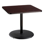 Cafe Table, 36w x 36d x 30h, Square Top/Round Base, Mahogany Top, Black Base