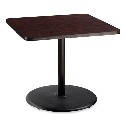 Cafe Table, 36w x 36d x 30h, Square Top/Round Base, Mahogany Top, Black Base