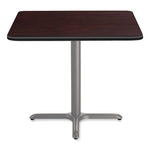 Cafe Table, 36w x 36d x 30h, Square Top/X-Base, Mahogany Top, Gray Base