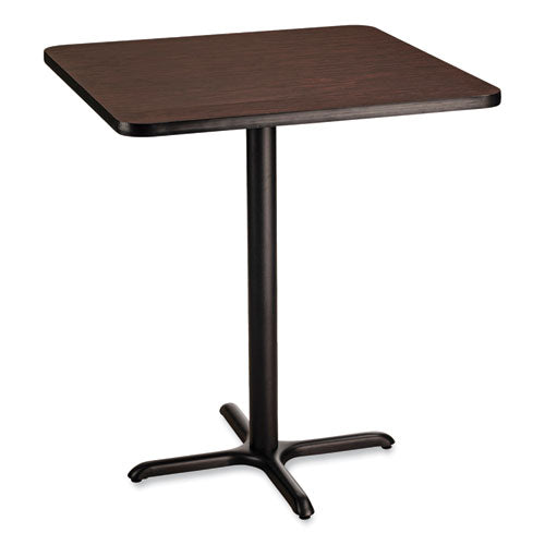 Cafe Table, 36w x 36d x 42h, Square Top/X-Base, Mahogany Top, Black Base, Ships in 7-10 Business Days