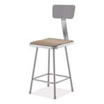 6300 Series Heavy Duty Square Seat Stool with Backrest, Supports Up to 500 lb, 23.25" Seat Height, Brown Seat,Gray Back/Base