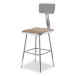 6300 Series Height Adj HD Square Seat Steel Stool w/Back, Supports 500 lb, 18"-26" Seat Ht, Brown/Gray
