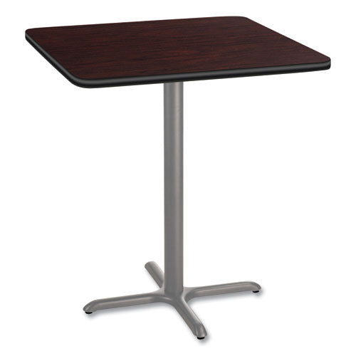 Cafe Table, 36w x 36d x 42h, Square Top/X-Base, Mahogany Top, Gray Base, Ships in 7-10 Business Days