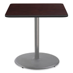 Cafe Table, 36w x 36d x 36h, Square Top/Round Base, Mahogany Top, Gray Base, Ships in 7-10 Business Days