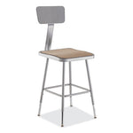 6300 Series Height Adj HD Square Seat Steel Stool w/Back, Supports 500 lb, 18"-26" Seat Ht, Brown/Gray