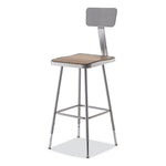 6300 Series Height Adjustable Heavy-Duty Square Seat Stool w/ Back, Supports 500 lb, 23.75" to 31.75" Seat Height, Brown/Gray