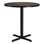 Cafe Table, 36" Diameter x 36h, Round Top/X-Base, Mahogany Top, Black Base