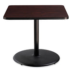 Cafe Table, 36w x 36d x 30h, Square Top/Round Base, Mahogany Top, Black Base