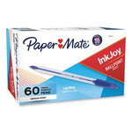 InkJoy 50ST Ballpoint Pen, Stick, Medium 1 mm, Blue Ink, Clear Barrel, 60/Pack