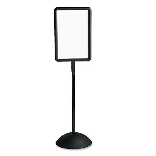 WriteWay Double-Sided Magnetic Dry Erase Standing Message Sign, Rectangle, 65" Tall Black Stand, 14.25 x 22.25 White Face