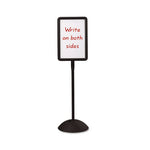 WriteWay Double-Sided Magnetic Dry Erase Standing Message Sign, Rectangle, 65" Tall Black Stand, 14.25 x 22.25 White Face