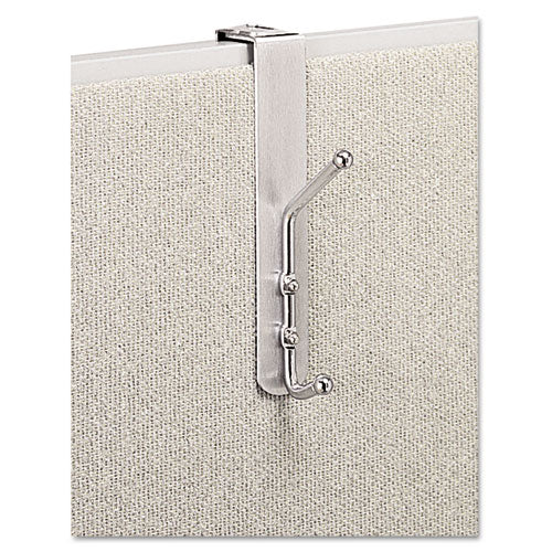 Over-The-Panel Double-Garment Hook, Satin Aluminum/Chrome