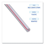 Wrapped Jumbo Straws, 7.75", Plastic, White/Red Stripe, 400/Pack, 25 Packs/Carton