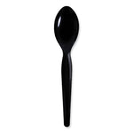 Heavyweight Wrapped Polystyrene Cutlery, Teaspoon, Black, 1,000/Carton