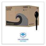 Heavyweight Wrapped Polystyrene Cutlery, Teaspoon, Black, 1,000/Carton