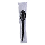 Heavyweight Wrapped Polystyrene Cutlery, Teaspoon, Black, 1,000/Carton