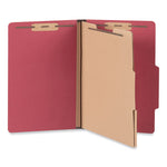 Bright Colored Pressboard Classification Folders, 2" Expansion, 2 Dividers, 6 Fasteners, Legal Size, Ruby Red, 10/Box