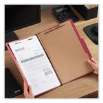 Bright Colored Pressboard Classification Folders, 2" Expansion, 2 Dividers, 6 Fasteners, Legal Size, Ruby Red, 10/Box