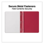 Clear Front Report Cover, Prong Fastener, 0.5" Capacity, 8.5 x 11, Clear/Red, 25/Box