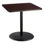 Cafe Table, 36w x 36d x 36h, Square Top/Round Base, Mahogany Top, Black Base