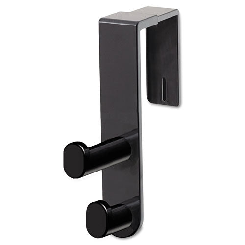 Plastic Coat Hook, 2-Hook, 1.75 x 6.5 x 7.75, Black