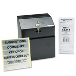 Steel Suggestion/Key Drop Box with Locking Top, 7 x 6 x 8.5, Black Powder Coat Finish