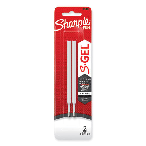 S-Gel 0.7 mm Pen Refills, Medium 0.7 mm Bullet Tip, Black Ink, 2/Pack