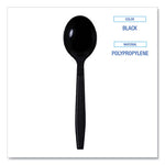 Heavyweight Wrapped Polypropylene Cutlery, Soup Spoon, Black, 1,000/Carton