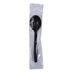 Heavyweight Wrapped Polypropylene Cutlery, Soup Spoon, Black, 1,000/Carton